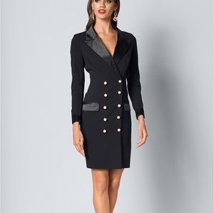 Venus Black Pearl Button Detail Dress